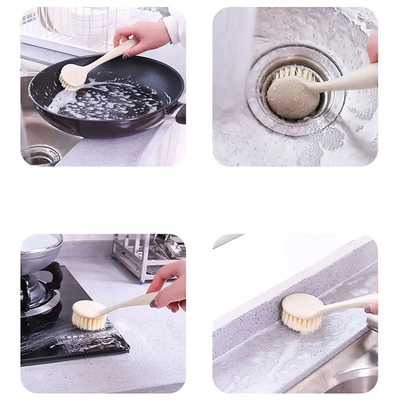 Dish Brush with Handle, Kitchen Scrub Brushes for Cleaning, Dish Scrubber  with Stiff Bristles for Sink, Pots, Pans - AliExpress