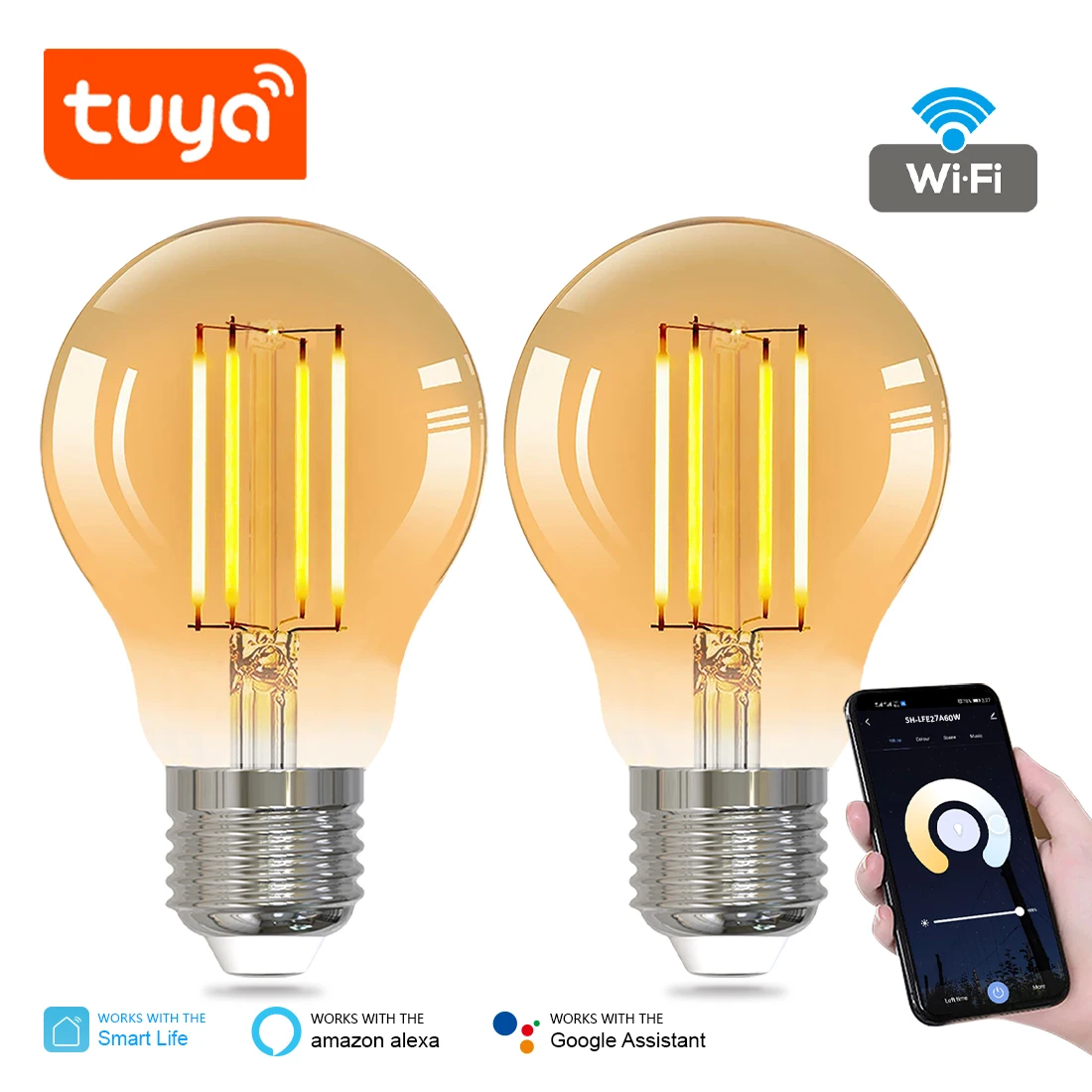Лампа накаливания светодиодная с Wi-Fi Е27 A60 2 шт./упаковка | Освещение