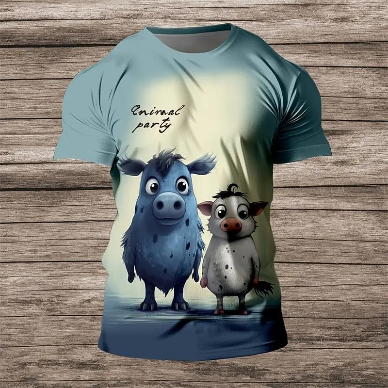

Funny 3D Animal Print T Shirt For Men Casual O-neck Short Sleeve Tops Summer Street Trend Loose Tee Fashion Comfortable Clothing