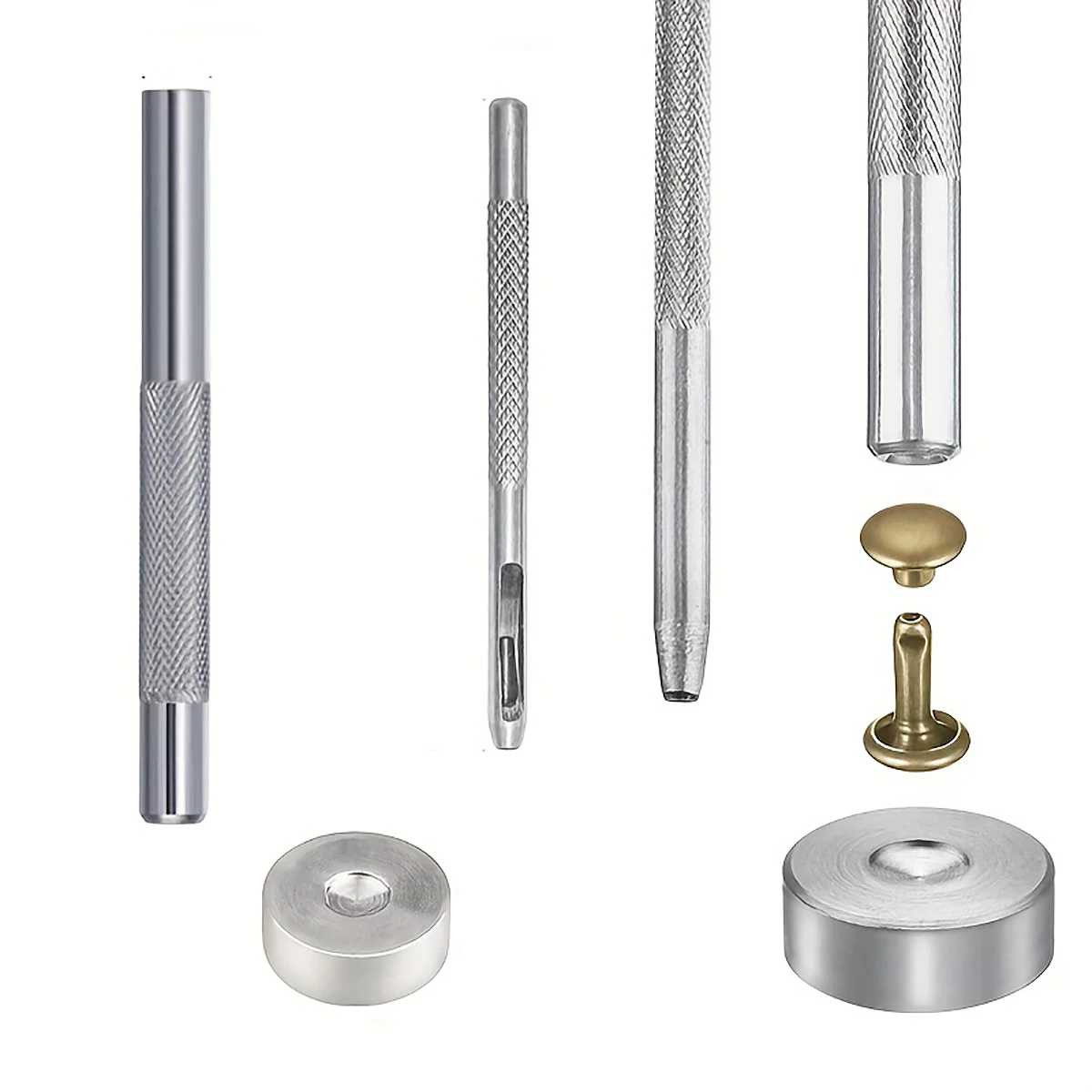 Leather Rivets Leather Rivets 3 Sizes Double Cap Rivet Tubular Metal Studs Kit for Leather Craft Repairs Tool Decoration