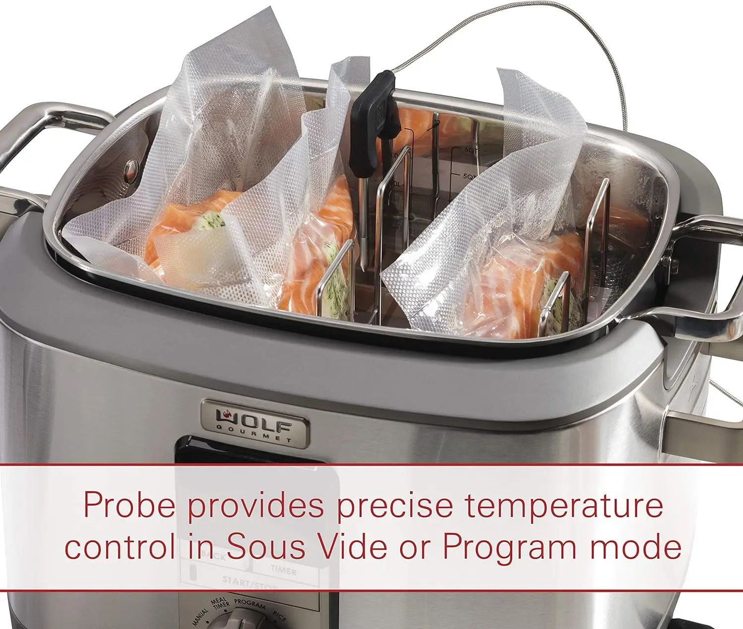 Programmable 6-in-1 Multi Cooker with Temperature Probe, 7 qrt, Slow Cook, Rice, Saut&eacute;, Sear, Sous Vide, Stainless