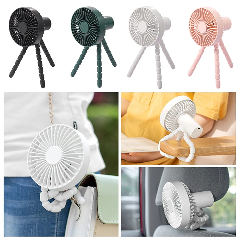 best Baby Strollers 1800mAh Mini Stroller Fan for Cart Portable Handheld USB Rechargeable Silent Outdoor Tripod Small Fan for Home Electric Fan baby stroller accessories on sale