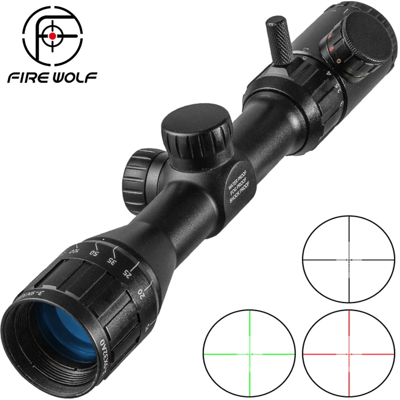 

Тактический охотничий прицел FIRE WOLF 3-9x32 AO, прицел с зеленым и красным крестом и подсветкой, оптический прицел для пневматической винтовки