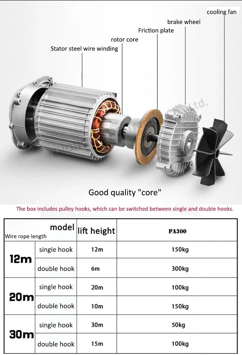 New Upgrade Micro Electric Hoist 220V Crane Household Small Lift Hoist 1 Ton / 0