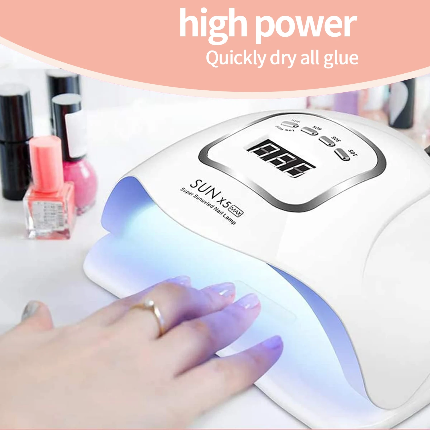 SUNX5 MAX UV LED Nail Lamp Professional Nail Dryer Gel Polish Light UV Nail Light with 4 Timer Setting Polish Curing Gel LED 6