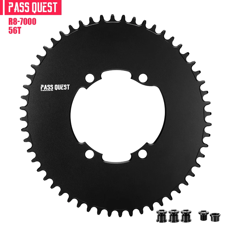 PASS QUEST チェーンリング 52-36T ブラック PASS QUEST 110BCD チェーンリング 4 ボルトナローワイドチェーン