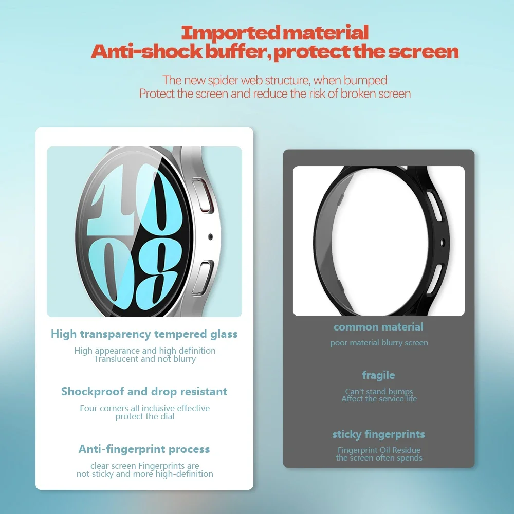 Custodia per PC Samsung Galxy 6 40mm 44mm Cover protettiva con schermo per Galaxy 5 Pro 45mm Bezel Watch_voghion.com