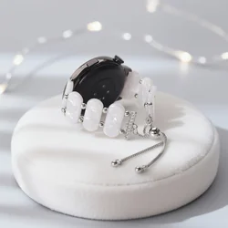 Elegant Beaded Resin Strap - Available in 18/20/22mm Sizes - 22mm (Pearl white)