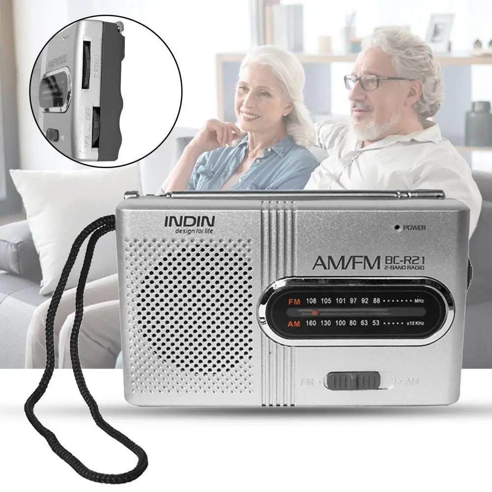 Portable Radio Portable Elderly Pocket Mini Radio Built-in Speaker Full Band AM/FM Battery Long Standby Strong Signal for Outdoor Sport