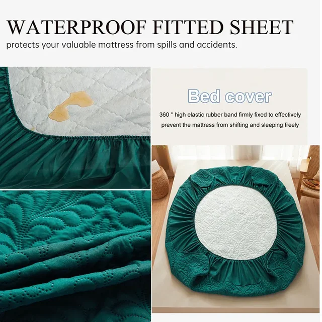 Drap-housse matelassé imperméable 100%, avec bande élastique, housse de protection de matelas douce, double, Queen, King, 160x200cm, décoration de maison 4