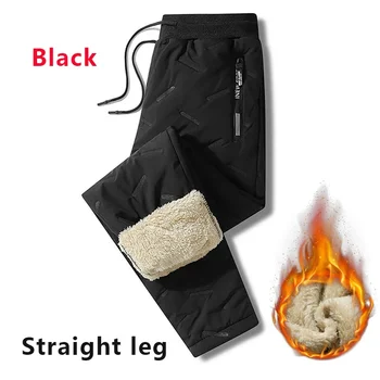 Winter Sweatwear Men Plush Thick Fleece Sweatpant Lambswool Thermal Trousers Casual Pants Waterproof Windproof Warm Cotton Pants 8