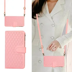 Luxury Zipper Leather Flip Wallet Phone Case with Lanyard and Card Holder - Google Pixel10 ProXL (Rose Gold)