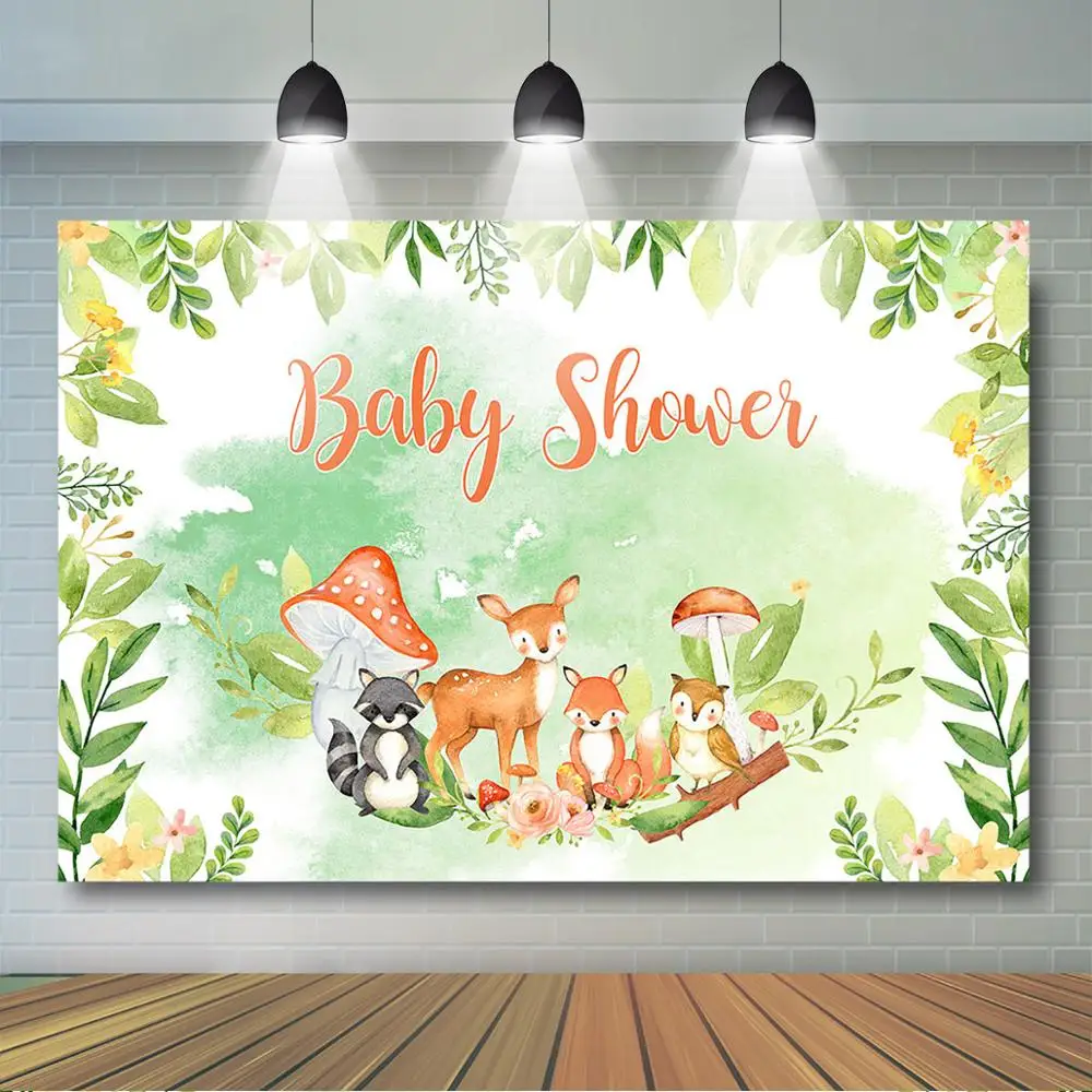 Mocsicka Woodland Baby Shower Party Decoration  Woodland Animal Baby Shower Backdrop For Boy Or Girl  Forest Creatures Backdrops