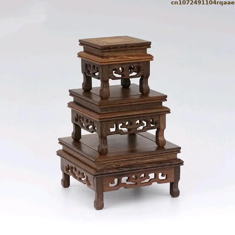 Wooden Standing Flower Base Plant Bonsai Shelf Fish Tank Tea Sets Log Lathe Scaffold Flower Pot Display Rack Flowerpot Holder