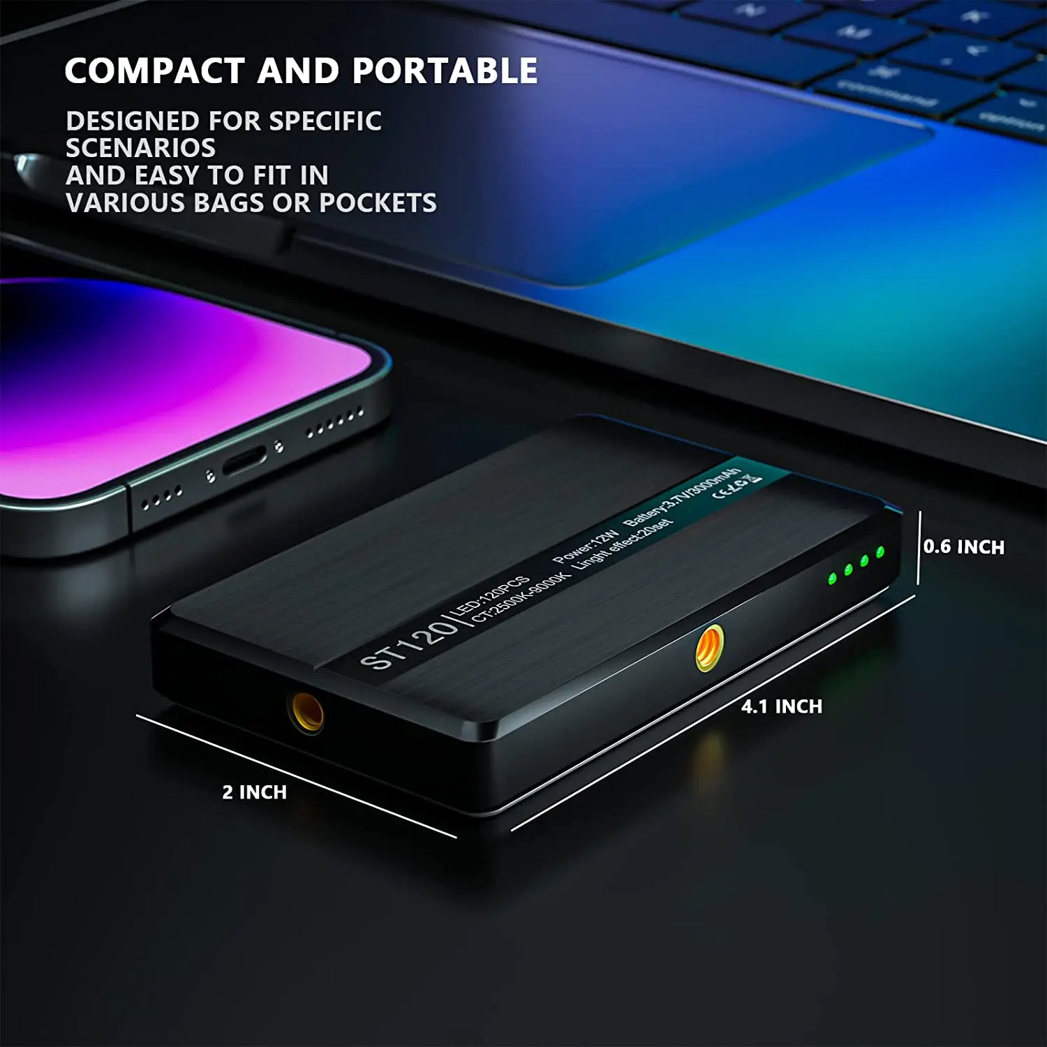 LED Fill Light 120 LED High Power Rechargeable Clip Front & Back Clip Adjusted 3 Light Modes For Phone iPad