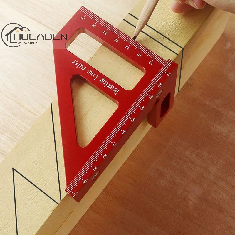 

3D Multi Angle Layout Aluminum Alloy Red Miter Triangle Ruler 45°/90° Woodworking Square Protractor Measuring Tools