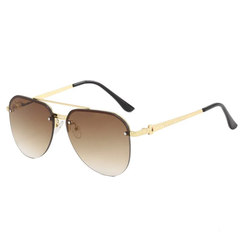 1/2/3 PCS New Sunglasses For Men's High-end Driving Uv Anti-metal Sunglasses Frameless Double Beam Pilot Car Glasses 9258