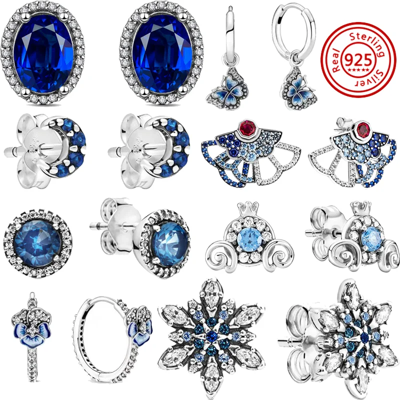 

Женские серьги-гвоздики из серебра 2023 пробы, с синими бриллиантами