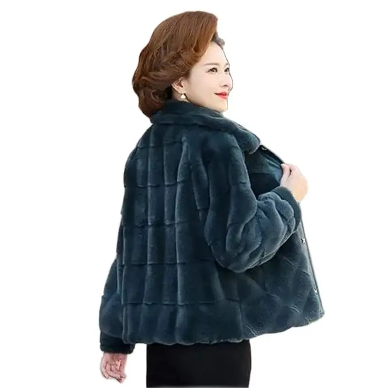 

Mother Autumn Winter High-End Fashion Coat Middle-Aged Ladies Korean Temperament Thick Imitation Mink Fur Keep Warm Women Jacket