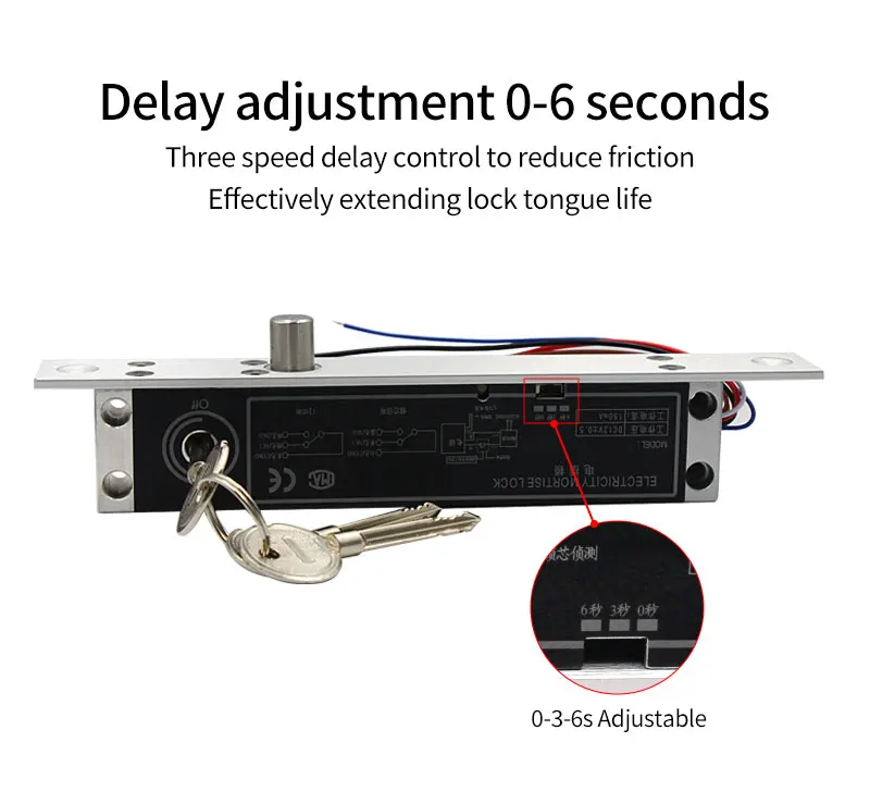 B9L B10LDC12V Electric Lock Alloy Deadbolt Time Delay Fail Secure Mortise Drop B