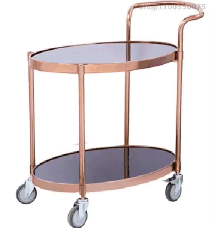 Restaurant double-decker wine cart hotel mobile trolley food delivery cart commercial tea dessert 4s shop snack