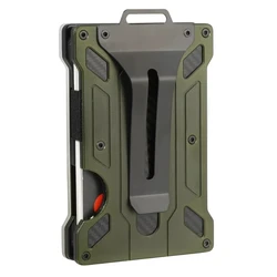 Sleek Men's Minimalist Aluminum Wallet with RFID Protection and Transparent ID Holder (Green)