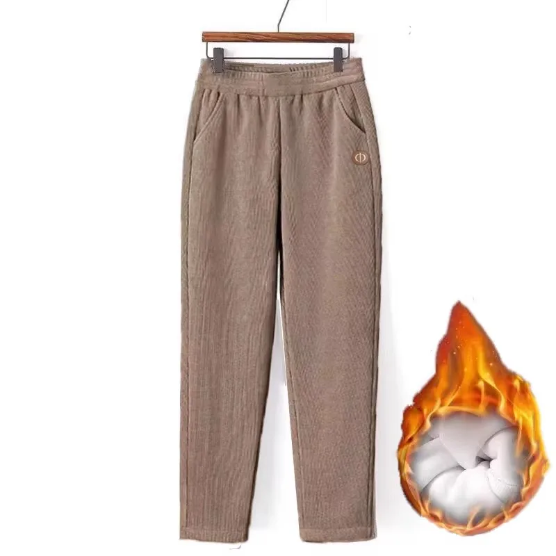 European cotton velvet pocket label khaki [fleece-lined]