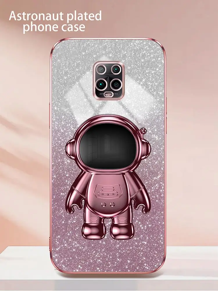 Luxury Glitter Plating Astronaut Holder Stand Silicone Back Cover