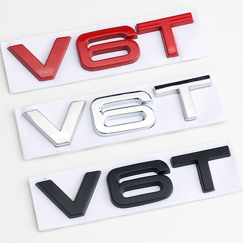 3D Metal Car Letters V6T Logo Per Audi A4 A5 A6 A7 Q5 Q7 S5 S6 Rs4 Fender Side Rear Trunk V6T Emblem Badge Stickers Accessori