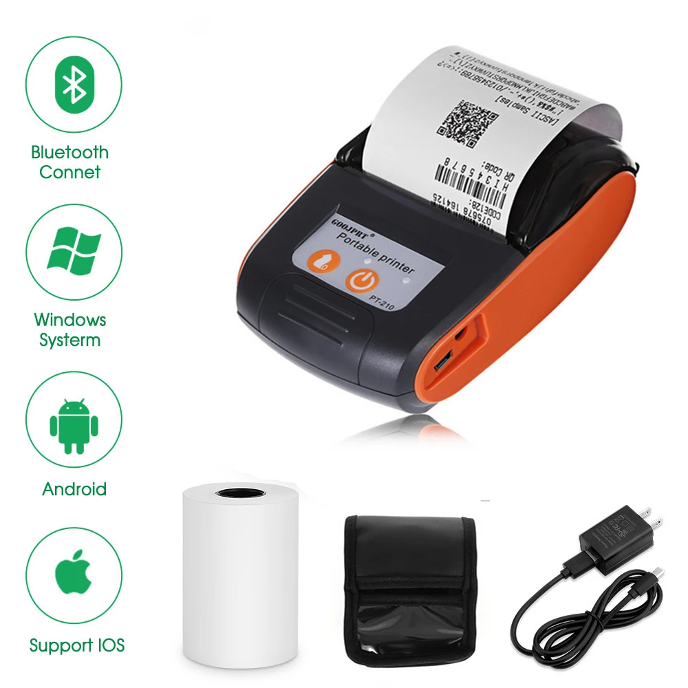 Portable Mini Printer 58mm Bluetooth Thermal Receipts Printers PT210 Mobile  Phone PC Pocket Bill Makers Printer Impresora AliExpress