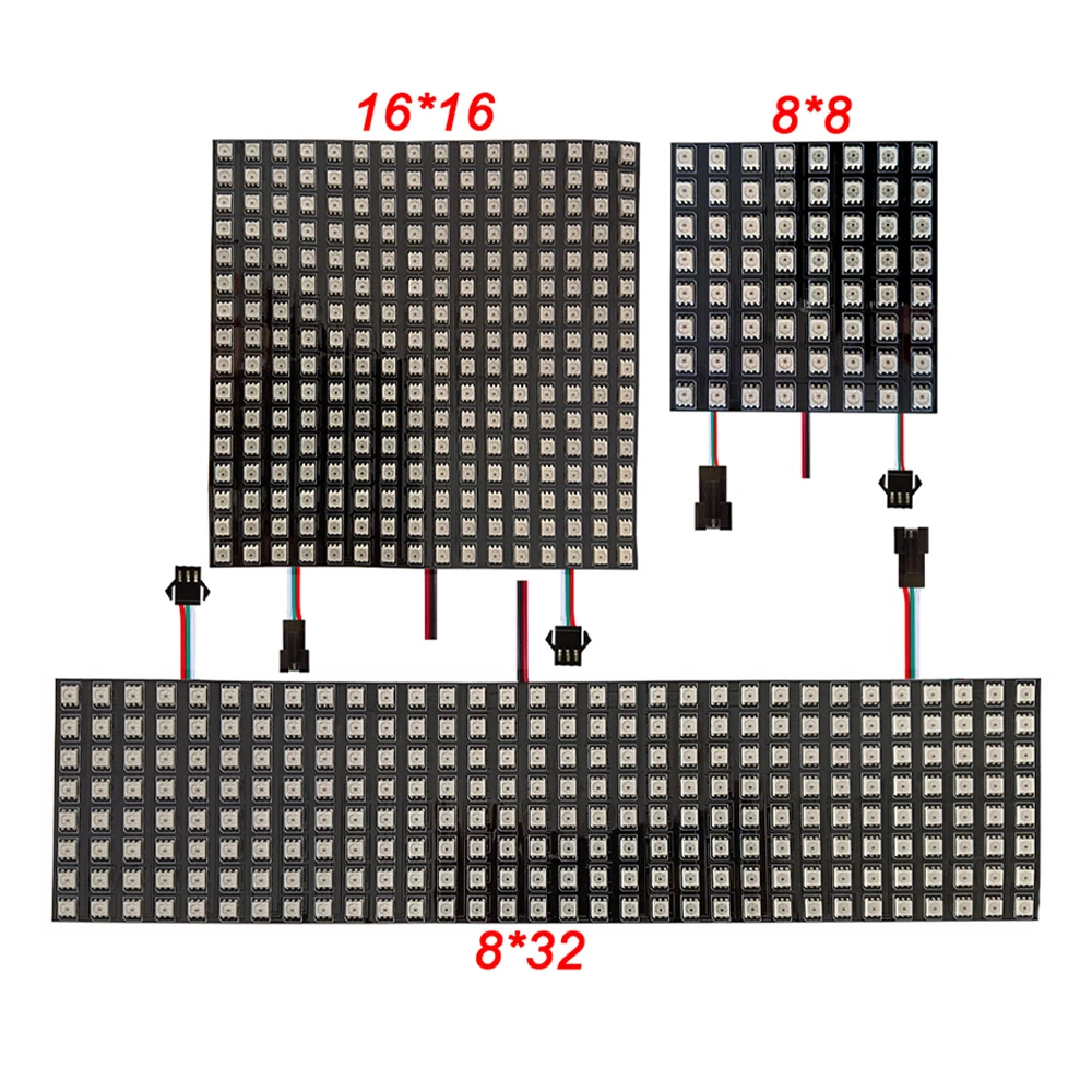 WS2812B RGB LED Digital Flexible Individually Addressable Panel Light WS2812 8x8 16x16 8x32 Pixel Screen DC5V