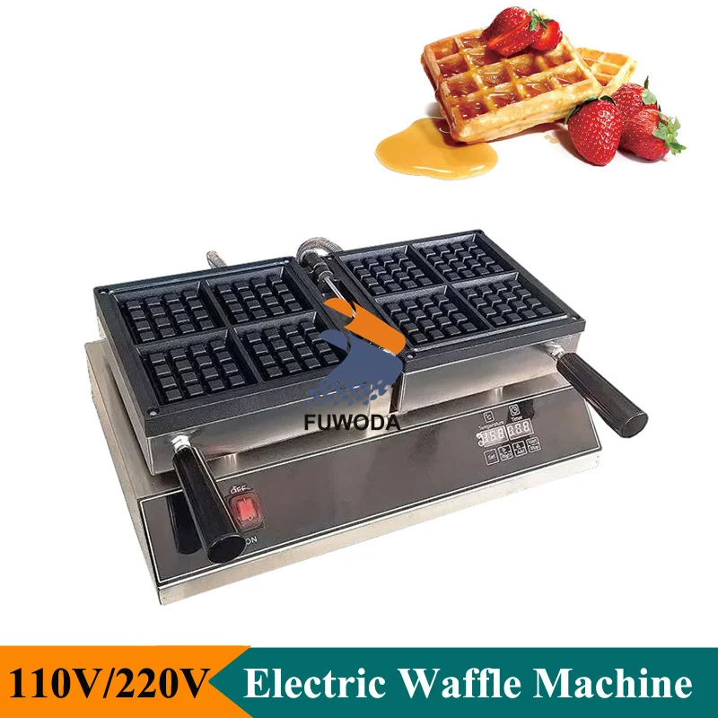 Controllo Digitale Della Temperatura Formaggio Belgio Macchina Per Cialde 4 Pezzi 10*10Cm Macchina Per Waffle Quadrata Macchina Per Waffle Con Rivesti