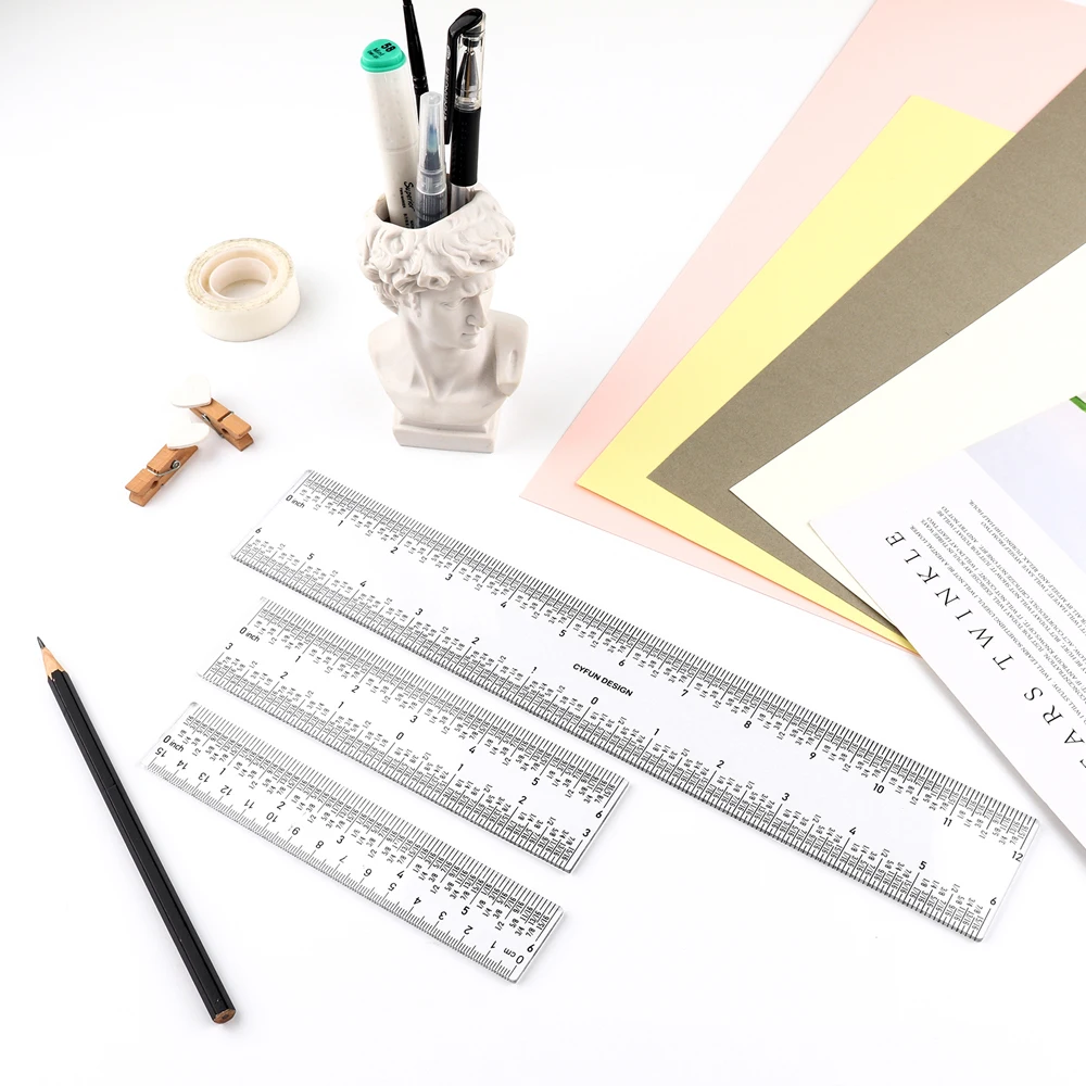 6" Clear Acrylic Ruler Zero-Centering on Center for Sewing Craft Projects Must-Have Measuring Drawing Tool