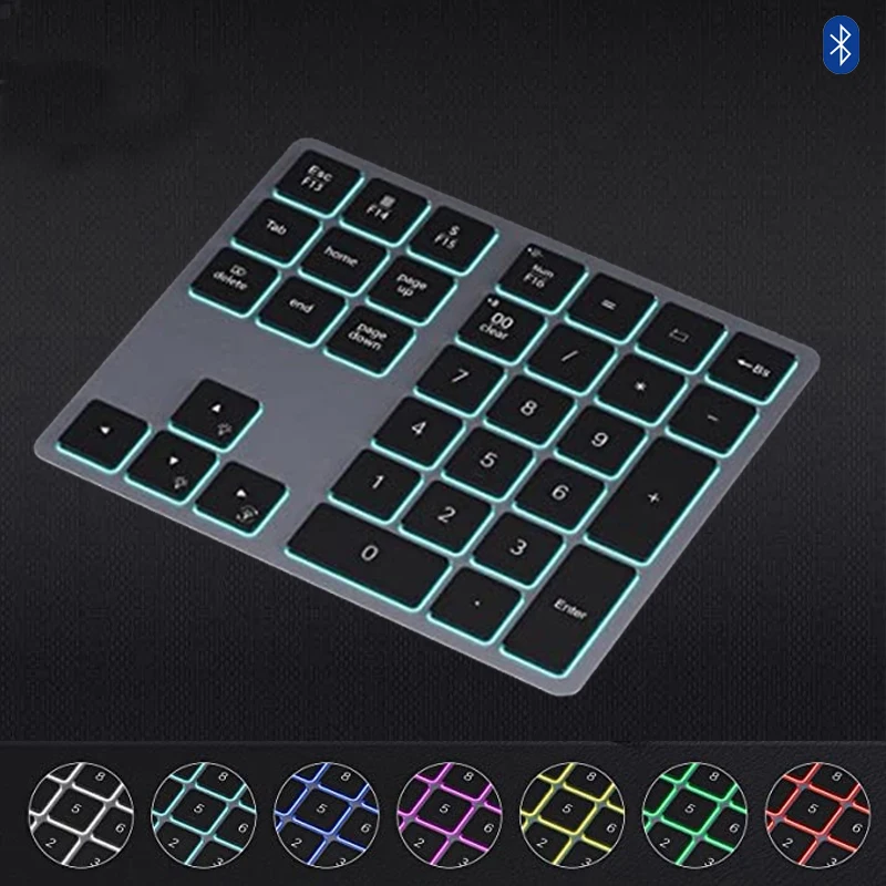 Teclado Numérico sem Fios Teclado Externo Bluetooth Recarregável Rgb Entrada de Dados 34-teclas