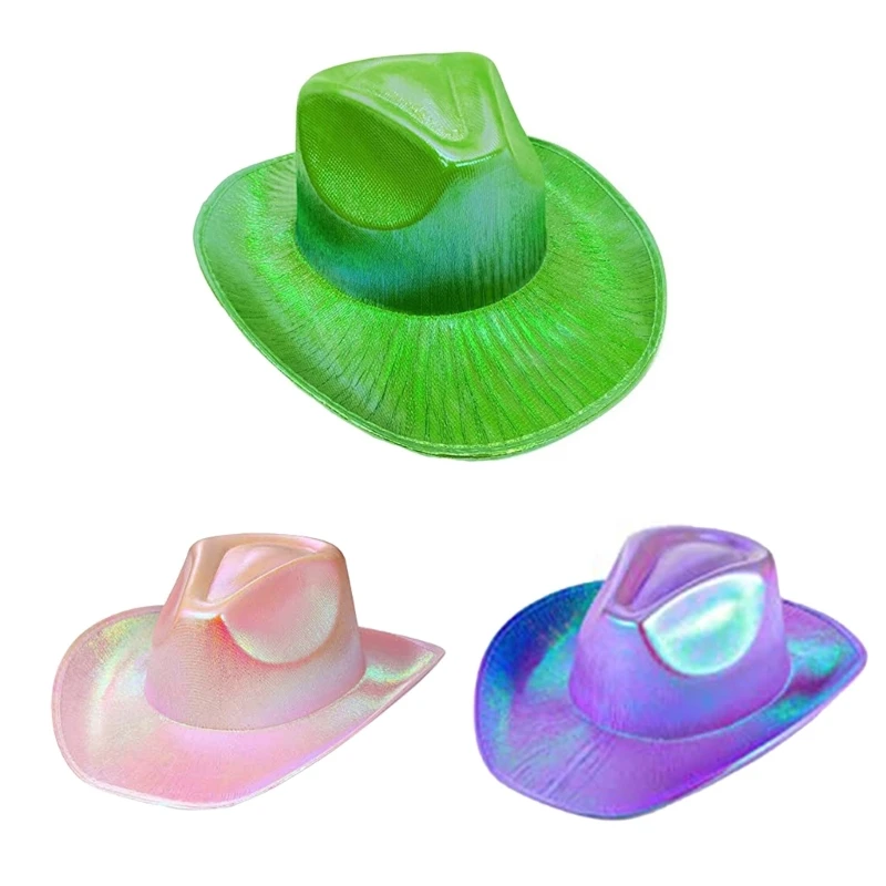 

Cowboy Hat with Iridescent Surface 23" Cap Circumference Fit for Men and Women Dropship