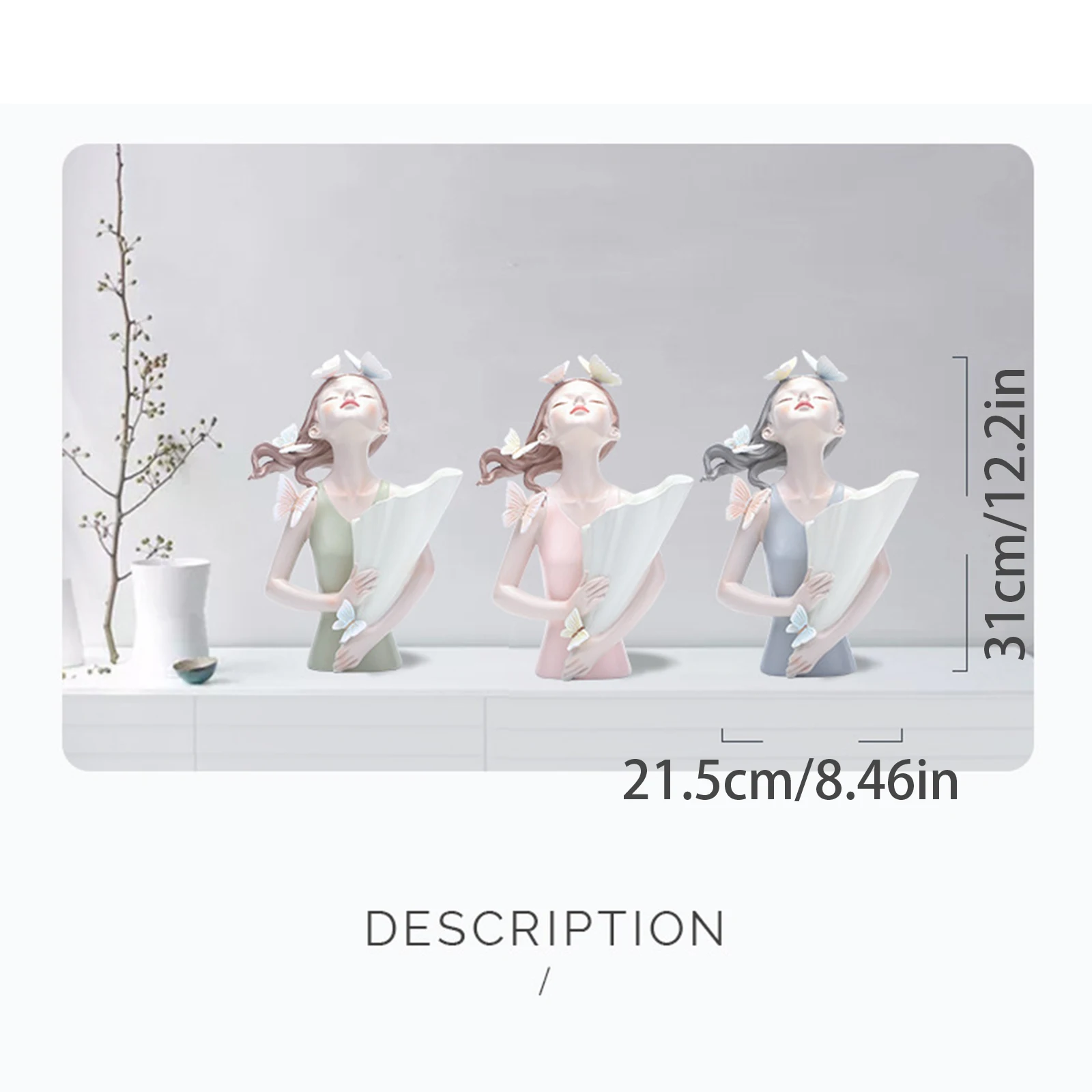 Modern Decorative Artificial Flower Vase Butterfly Girl Sculptures Interior Home Resin Ornaments Household Decoration Vases 6