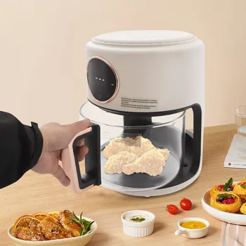 4.2L Cylinder Airy Fryer Glass Air Fryer 360° Viewable 9.84*12.6in Airy Fryer for Home Kitchens Restaurants Food Stalls White 1