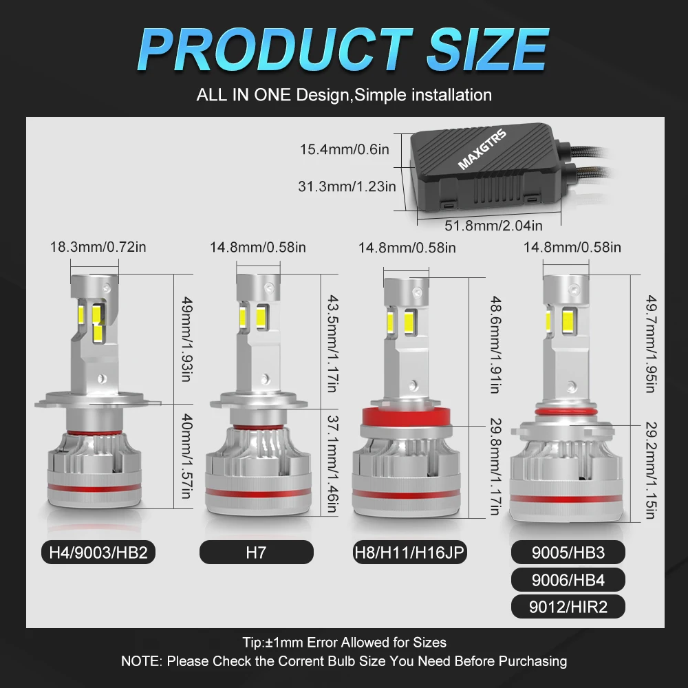 2x 3면 광택 H7 H4 H11 LED 램프 튜브 라이트 H8 HB3 9005 HB4 9006 9012 12V 캔버스 차량용 LED 헤드라이트 전구 (프로젝터 렌즈용)