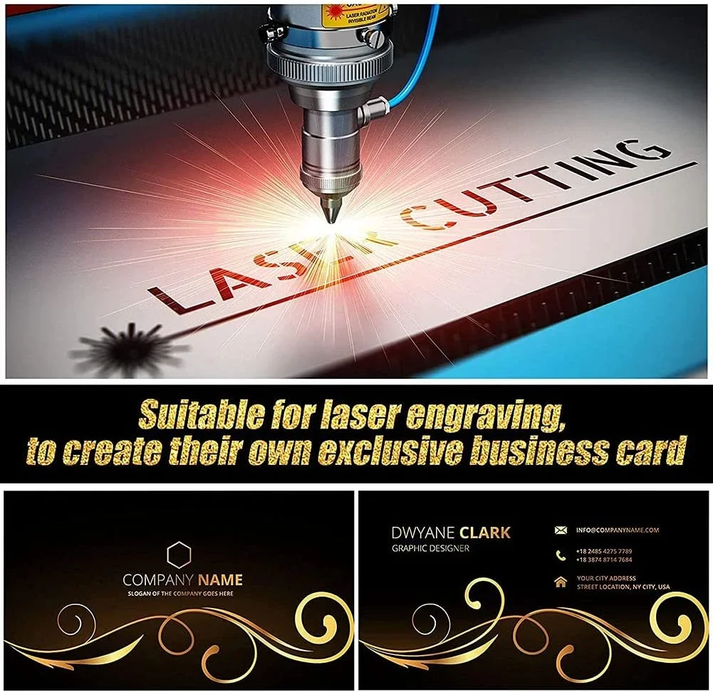 100Pcs/Set Colorful Aluminum Alloy Business Card 0.2mm Thickness Multi-Color Laser CNC Cards Laser Engraving Business Art Crafts