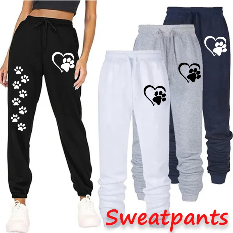 Women Cat Paw Printed Sweatpants High Quality Long Pants Jogger Trousers Outdoor Casual Fitness Jogging Pants summer men s suit 3d printed sportswear o neck t shirt stretch shorts high quality two piece jogging fitness suit