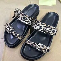 2024 Summer Beach Slippers for Woman Casual Outdoor Black Buckled Strap Female Flat Shoes Soft PU Leather Chic Ladies Slides - Image 5