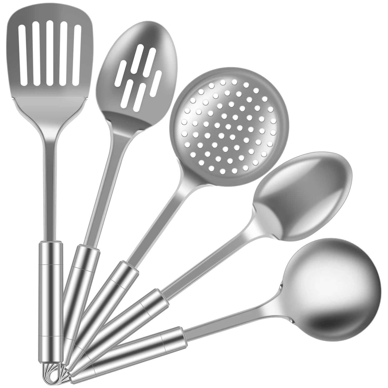 5Pcs Stainless Steel Kitchenware Cooking Utensils Set Kitchen Non-Stick Cooking Utensils Baking Tools With Spoons Spatula Tools