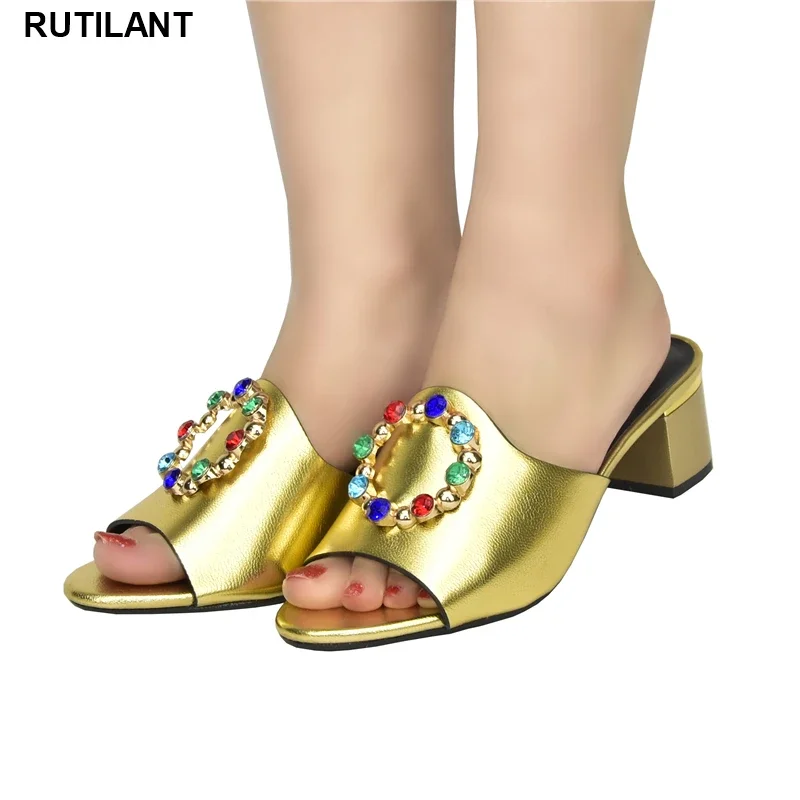 

New Fashion Plus Size Shoes Women Heel Elegant Crystal Shoes Dcorated with Rhinestone Wedding High Heels Slip on Shoes for Women