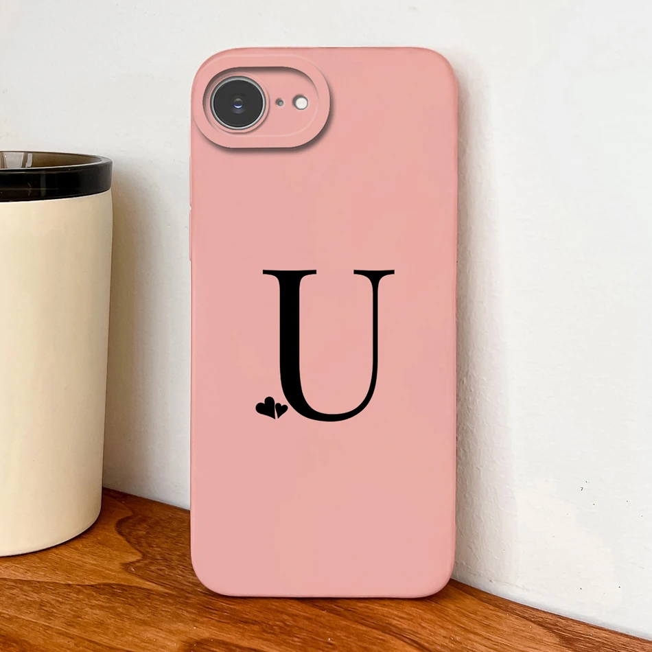 Simple Heart Letters Liquid Silicone Phone Case - Soft, Smooth, High-Quality Back Cover in Elegant Design