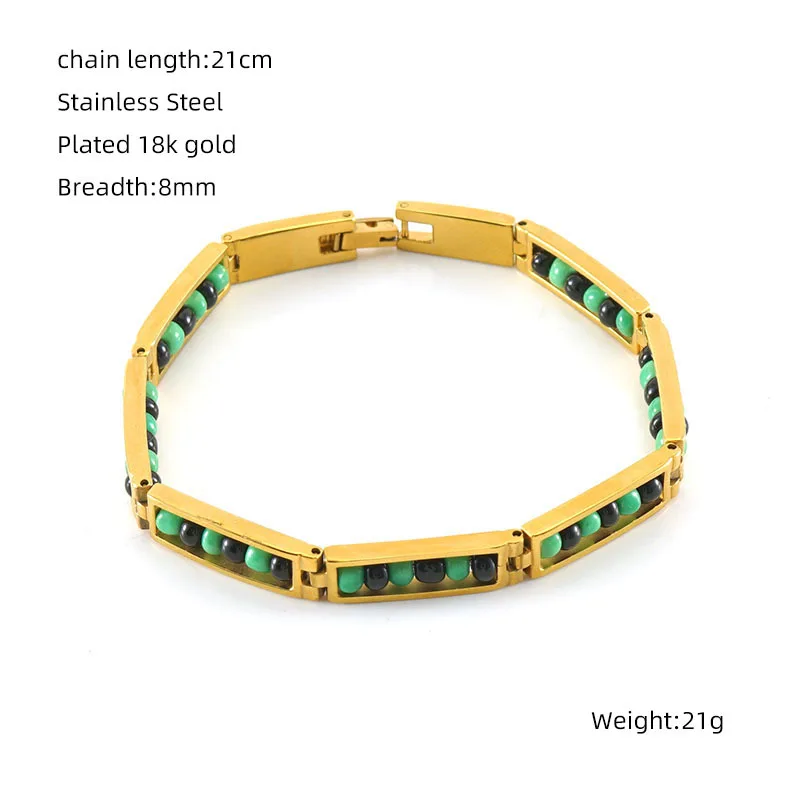 Bangle Bracelet Stainless Steel Bracelet Beaded Bracelet Bead Bracelet Stainless Steel Jewelry Orula Bracelet Assorted Beads Unisex Wristband For Ladies