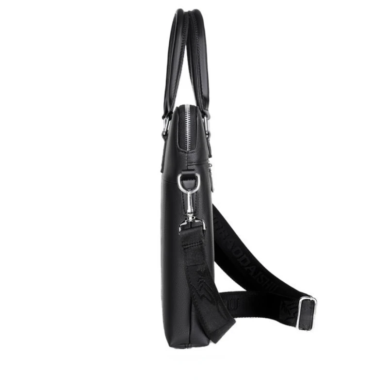 Business bag for men Horizontal square PU leather men's laptop bags Large capacity splash proof computer bag Men's black handbag