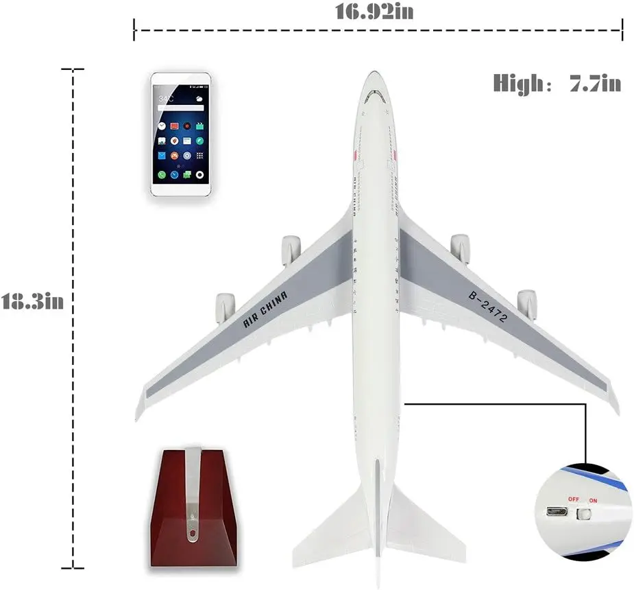 1:130 Scale China B747 Model Airplane Kit with LED Light