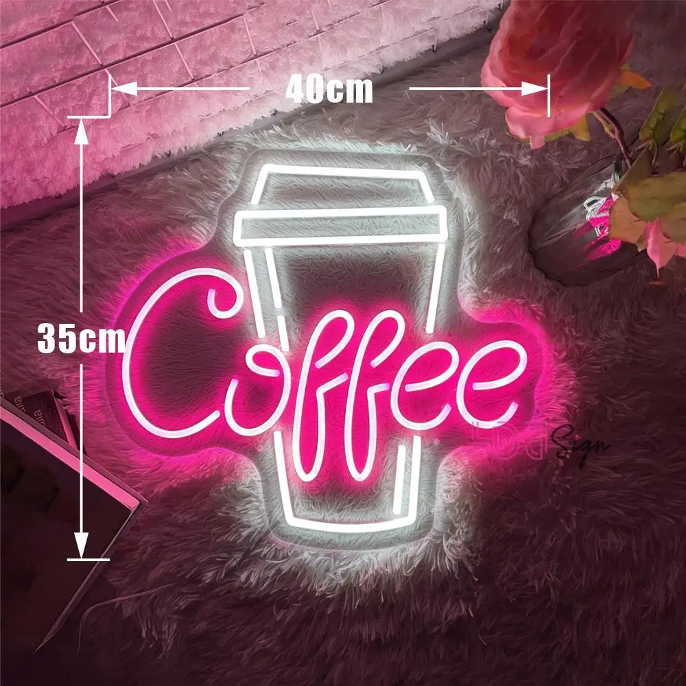 Enseigne Lumineuse NÉON « COFFEE » – Déco Bar Café, LED Multicolore, Télécommande, 42x42 Cm
