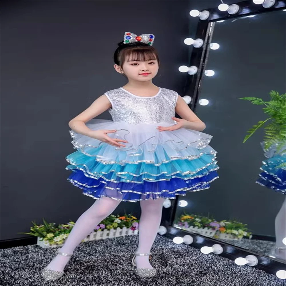 

Girls Ballet TUTU Ballerina Fairy Prom Party Costume Kids Sequined Flower Dress Child Sequins Dancewear for Stage Performances