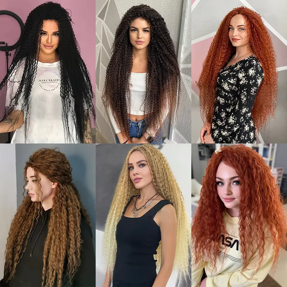 20 Inch Synthetic Brazilian Braids Crocet Hair Soft Ombre Marly Hair Extensions Yaki Kinky Curly Crochet Hair for Black Women